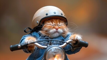 Adventurous kitten geared up for a fun ride