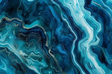 Obraz premium Detailed close up of a blue and white marble showcasing its bold and vibrant colors and intricate pattern, A bold and vibrant marble pattern in shades of blue and green