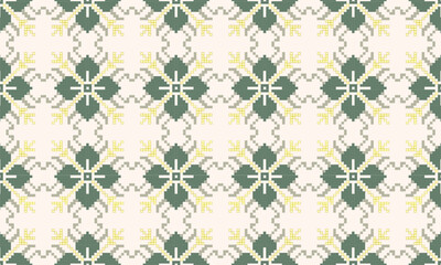 pixel art flower on white background wallpaper oriental seamless pattern.ornament. Ethnic .decor style.  geometric ornament. Vector seamless pattern.  blanket, rug. Woven carpet fabric