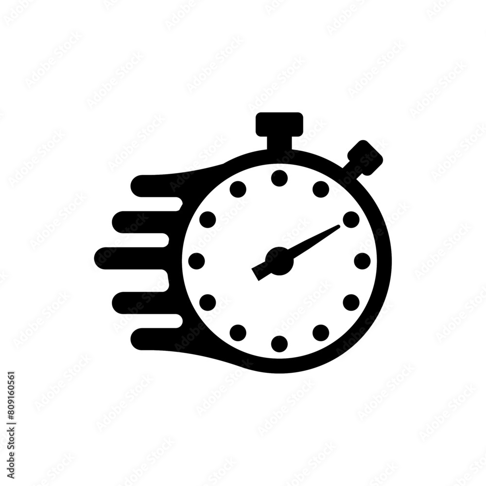 Sticker PrintSpeed time icon with speed rush effect is red