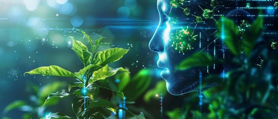 Creative fantastic of biology where plants communicate through signals in a futuristic style, Closeup cinematic Sharpen