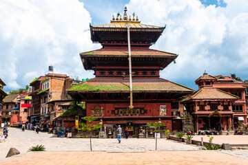 street view of bhaktapur square, nepal