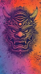 Fototapeta premium A scary demon face graphic illustration