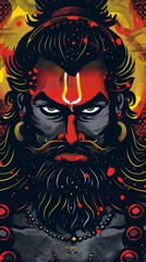 A scary demon face graphic illustration