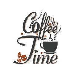 Coffee time. Design vector typography on white background.