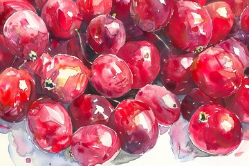 Cranberries, High in antioxidants, may support urinary tract health, superfoods conception, watercolor illustration - obrazy, fototapety, plakaty
