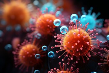 Fototapeta premium Microscopic view of colorful virus particles