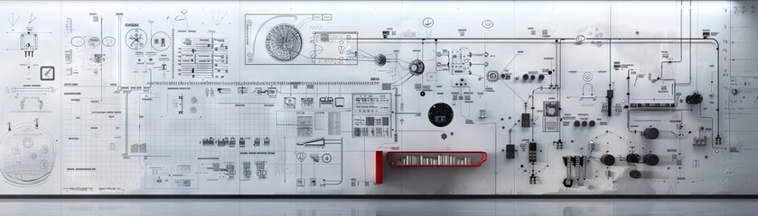 Robotics Engineer's Wall: Adorned with robot designs, circuit diagrams, and a whiteboard with project timelines