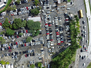 Cars in the parking lot seen from above
