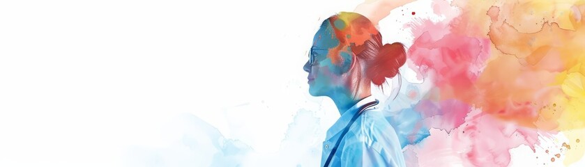Minimal watercolor portrait of a health worker