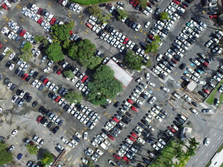 Cars in the parking lot seen from above