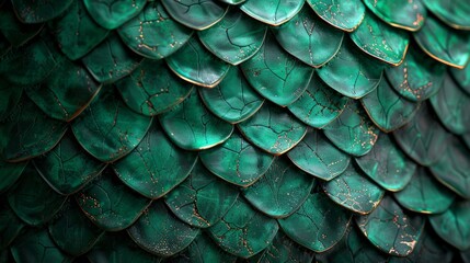 Fototapeta premium background filled with scales reminiscent of green reptile or dragon skin - handmade - luxury - photography