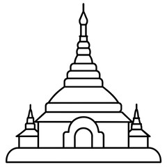 Temple line art vector illustration