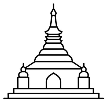 recommend clip art: Temple line art vector illustration