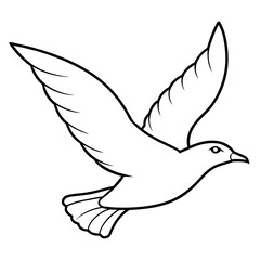 dove of peace flying line art vector illustration