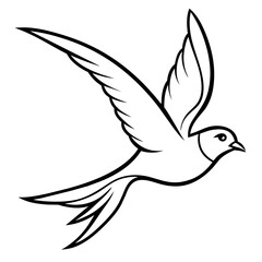 Bird flying outline vector illustration