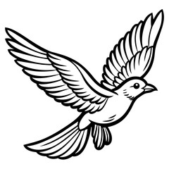 Bird flying outline vector illustration