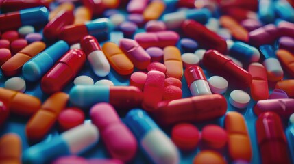 Close-Up Of Colorful Medication Variety. Health And Pharmaceutical Industry. Generative AI