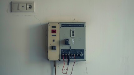 White electric fusebox on a wall