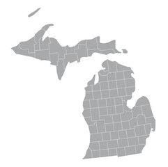 Map of the US states with districts. Map of the U.S. state of Michigan