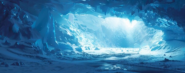 Glacier with ice cave