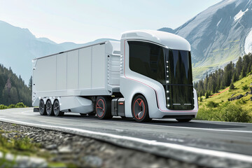 Autonomous semi-truck with a trailer, controlled by artificial intelligence
