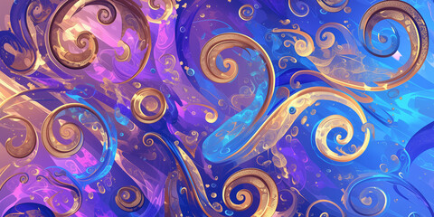 Fototapeta premium Shimmering metallic swirl pattern background with vibrant hues