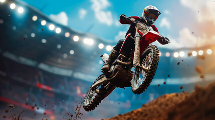 motocross racing and making a big whip in the air on a jump