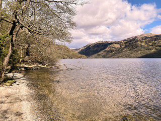 A view of Loch Lomond in Scotland on a sunny day