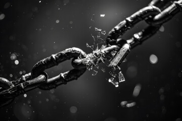 A black and white photo of a broken chain - Powered by Adobe
