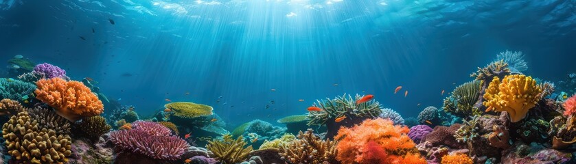 Underwater coral reef with colorful fish