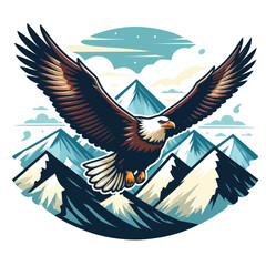 Eagle's Journey over Snow Peaks