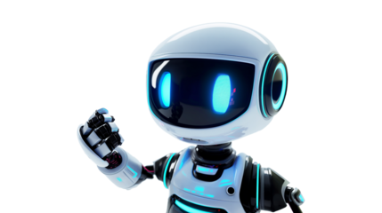 3D Robot chatbot isolated on a transparent background