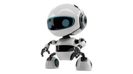 3D Robot chatbot isolated on a transparent background