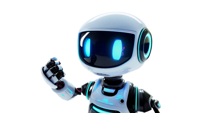 3D Robot chatbot isolated on a transparent background