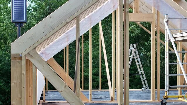 Wooden Framing of House Under Construction