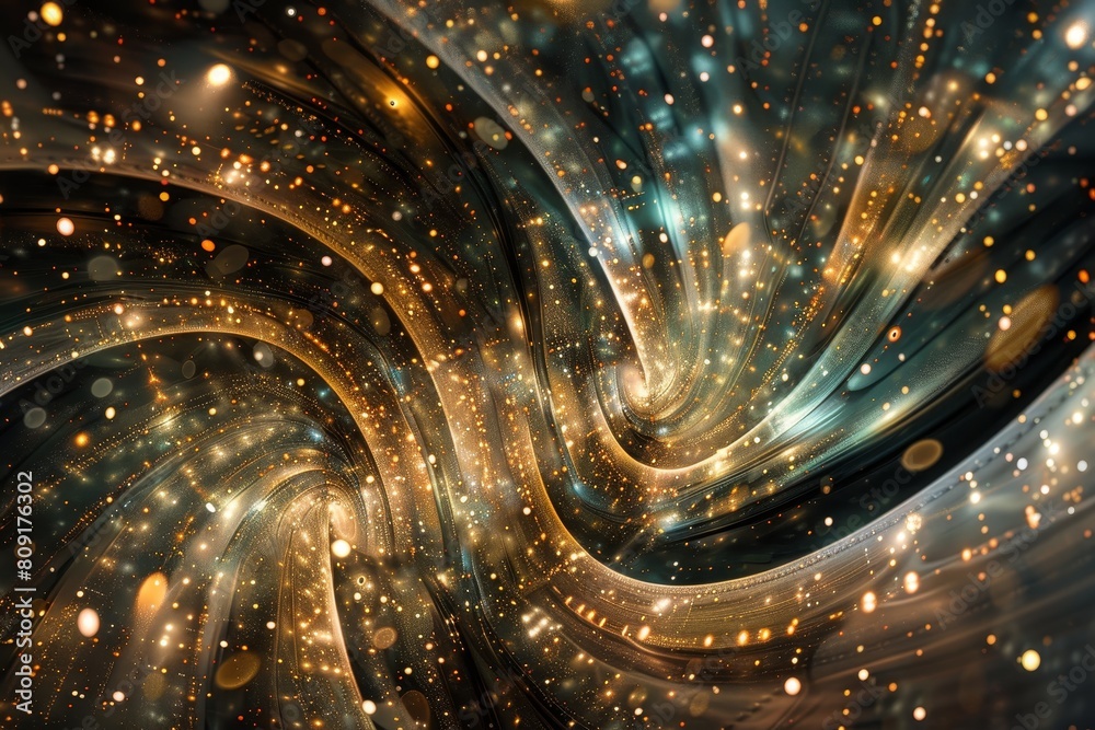 Aufkleber spiral design created using computer graphics, intricate patterns twisting and turning in a celestia