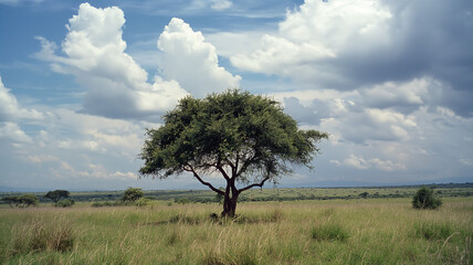 Photography of the single tree, with clouds. Landscapes photography.	