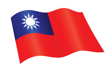 flying Taiwanese flag of Taiwan isolated transparent background