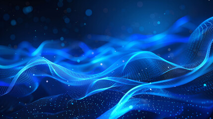 Fototapeta premium Mesh or net with lines and geometric shapes detail ,Abstract background with glowing particles, wave lines and bokeh