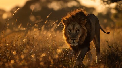 Lion en plan rapproche dans la nature