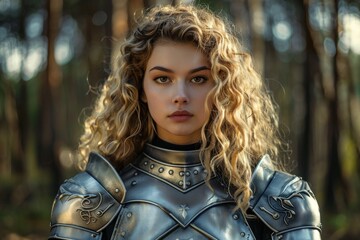 Fierce female warrior in fantasy armor