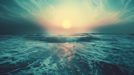 Beautiful seascape. Sunrise over the sea - obrazy, fototapety, plakaty