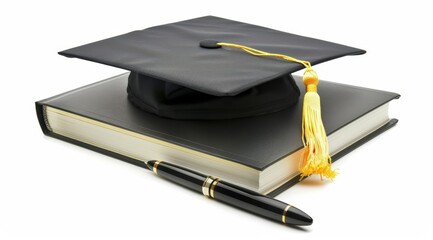 graduation cap and diploma on book