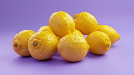 Vibrant yellow lemons on a purple background