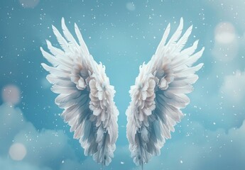 Majestic angel wings in winter wonderland