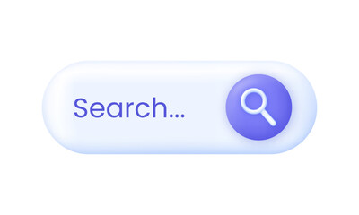 3D Search bar illustration. Navigation and search concept. Browser button for website and UI design. Trendy and modern vector in 3D style