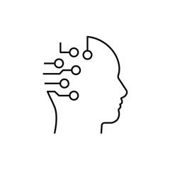 Human brain, artificial intelligence. Isolated vector icon.
