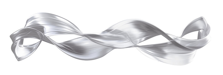 3D silver liquid coil shape, flowing curves, isolated on transparent background