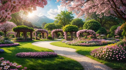 A garden containing numerous flowers and plants.